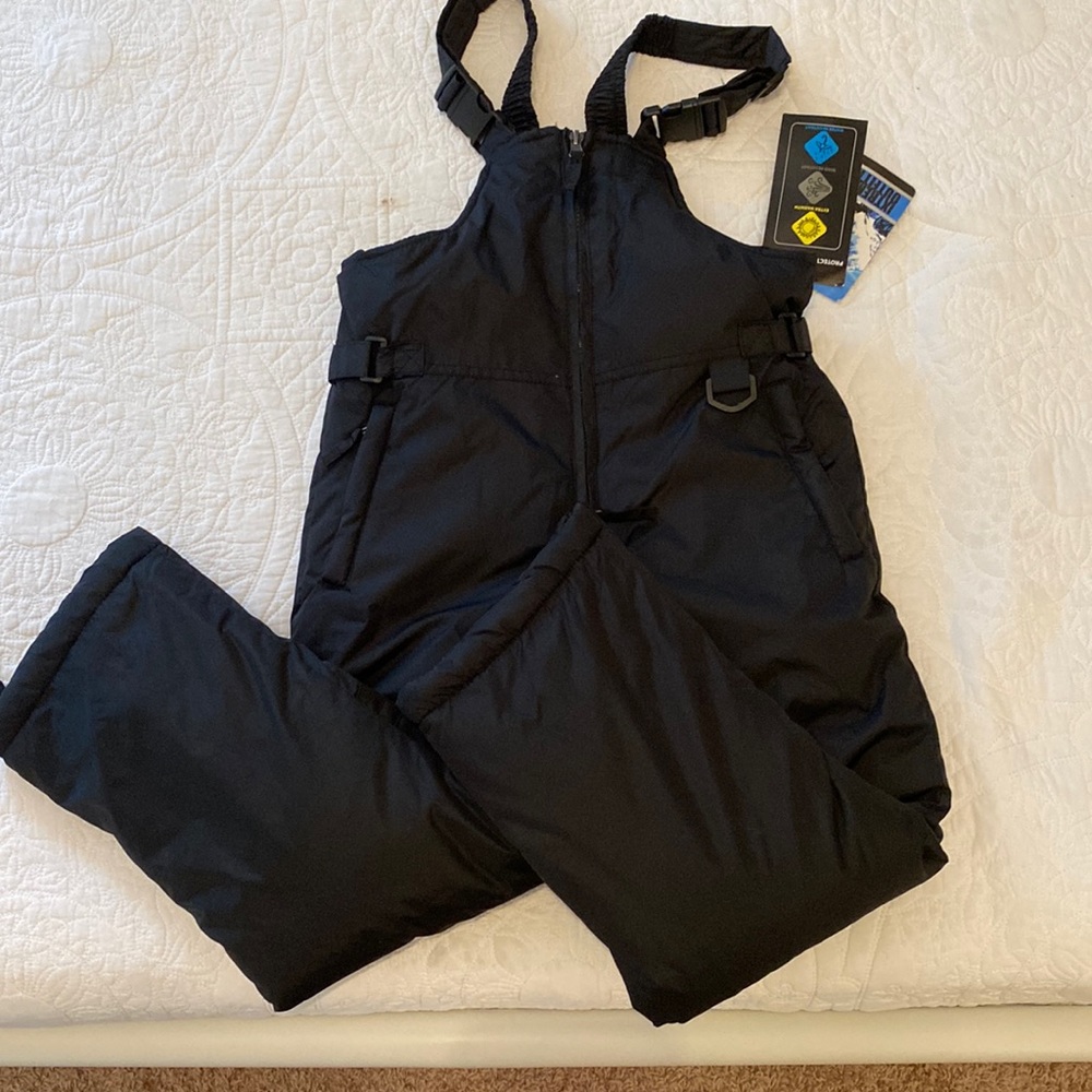 Kids Black Ski Bib Pants 6x/7
